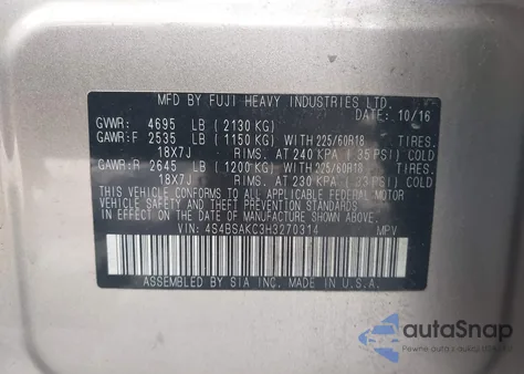 2017 Subaru Outback 2.5I Limited from USA, damaged, VIN 4S4BSAKC3H3270314